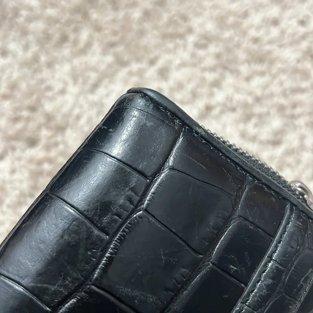 Brighton, black mock croc, leather wallet